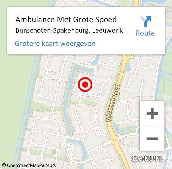 Locatie op kaart van de 112 melding: Ambulance Met Grote Spoed Naar Bunschoten-Spakenburg, Leeuwerik op 11 augustus 2017 16:40