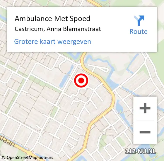 Locatie op kaart van de 112 melding: Ambulance Met Spoed Naar Castricum, Anna Blamanstraat op 11 augustus 2017 16:59