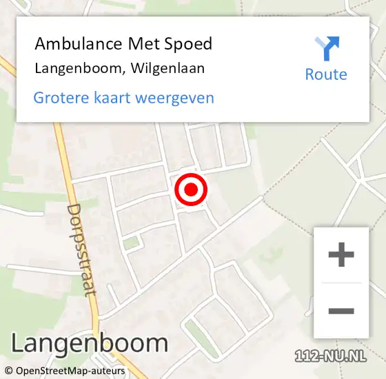 Locatie op kaart van de 112 melding: Ambulance Met Spoed Naar Langenboom, Wilgenlaan op 11 augustus 2017 16:59