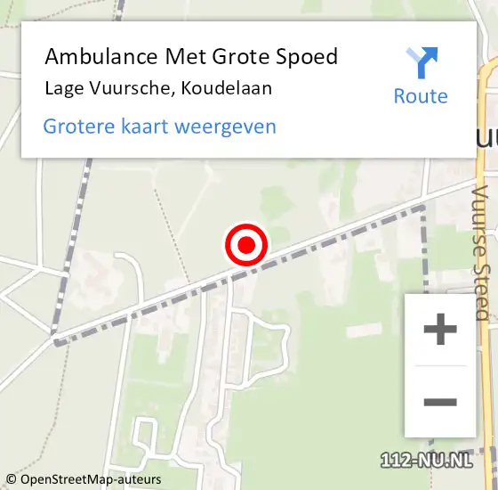 Locatie op kaart van de 112 melding: Ambulance Met Grote Spoed Naar Lage Vuursche, Koudelaan op 11 augustus 2017 17:00