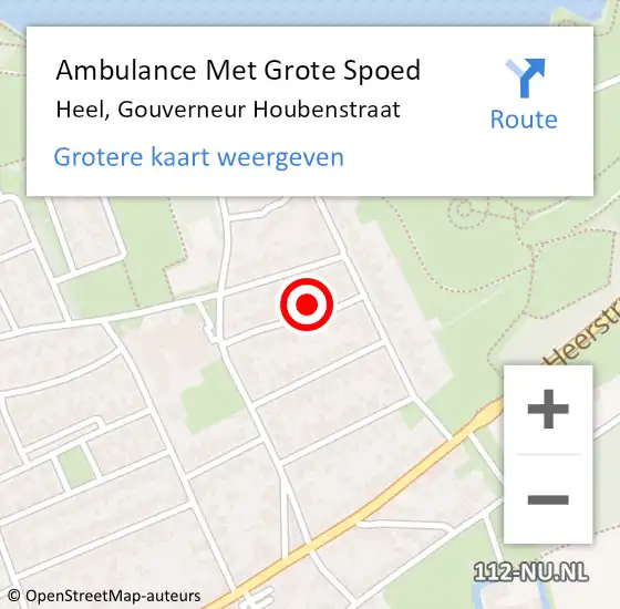 Locatie op kaart van de 112 melding: Ambulance Met Grote Spoed Naar Heel, Gouverneur Houbenstraat op 11 augustus 2017 17:37