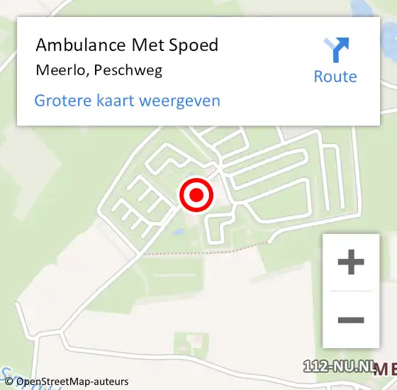 Locatie op kaart van de 112 melding: Ambulance Met Spoed Naar Meerlo, Peschweg op 11 augustus 2017 18:01