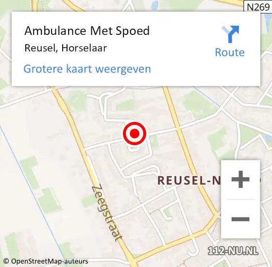 Locatie op kaart van de 112 melding: Ambulance Met Spoed Naar Reusel, Horselaar op 11 augustus 2017 18:54