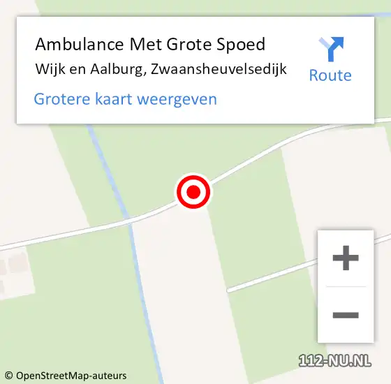 Locatie op kaart van de 112 melding: Ambulance Met Grote Spoed Naar Wijk en Aalburg, Zwaansheuvelsedijk op 11 augustus 2017 19:53