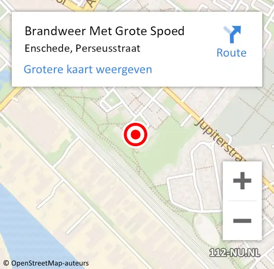 Locatie op kaart van de 112 melding: Brandweer Met Grote Spoed Naar Enschede, Perseusstraat op 11 augustus 2017 19:54