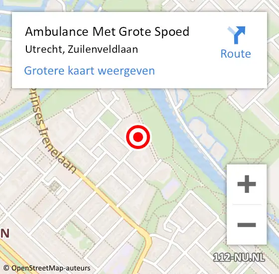 Locatie op kaart van de 112 melding: Ambulance Met Grote Spoed Naar Utrecht, Zuilenveldlaan op 11 augustus 2017 20:26