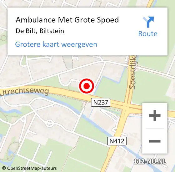 Locatie op kaart van de 112 melding: Ambulance Met Grote Spoed Naar De Bilt, Biltstein op 11 augustus 2017 20:43