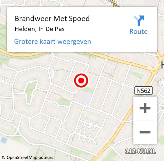 Locatie op kaart van de 112 melding: Brandweer Met Spoed Naar Helden, In De Pas op 11 augustus 2017 21:51