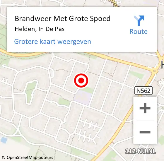 Locatie op kaart van de 112 melding: Brandweer Met Grote Spoed Naar Helden, In De Pas op 11 augustus 2017 21:53