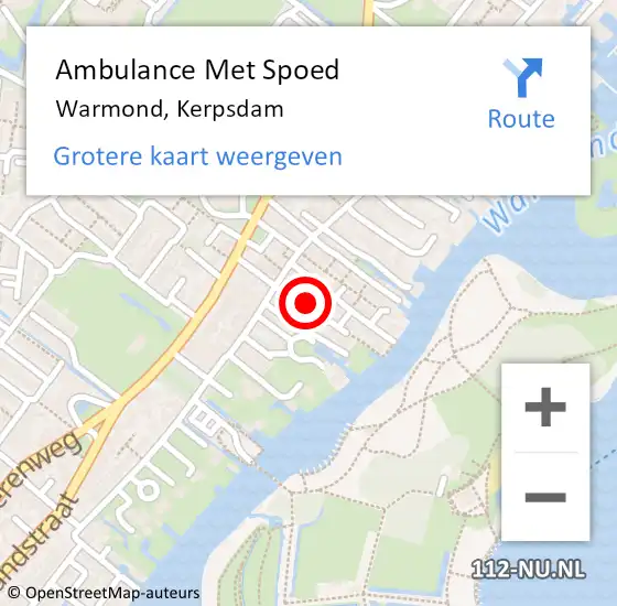 Locatie op kaart van de 112 melding: Ambulance Met Spoed Naar Warmond, Kerpsdam op 11 augustus 2017 22:48