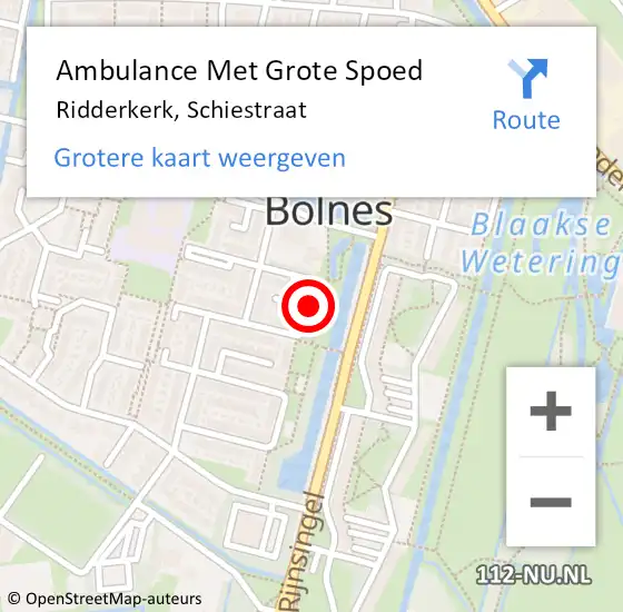 Locatie op kaart van de 112 melding: Ambulance Met Grote Spoed Naar Ridderkerk, Schiestraat op 11 augustus 2017 23:07