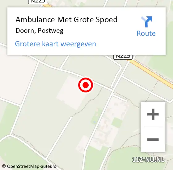 Locatie op kaart van de 112 melding: Ambulance Met Grote Spoed Naar Doorn, Postweg op 11 augustus 2017 23:34