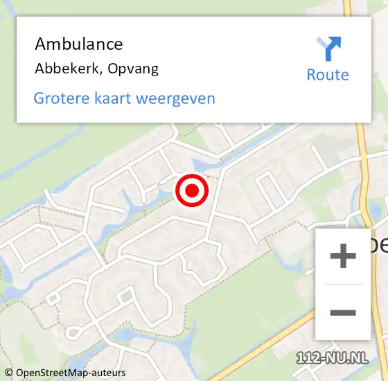 Locatie op kaart van de 112 melding: Ambulance Abbekerk, Opvang op 11 augustus 2017 23:35