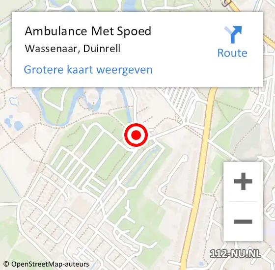 Locatie op kaart van de 112 melding: Ambulance Met Spoed Naar Wassenaar, Duinrell op 11 augustus 2017 23:47