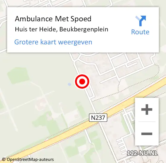Locatie op kaart van de 112 melding: Ambulance Met Spoed Naar Huis ter Heide, Beukbergenlaan op 11 augustus 2017 23:53