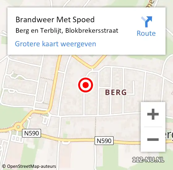 Locatie op kaart van de 112 melding: Brandweer Met Spoed Naar Berg en Terblijt, Blokbrekersstraat op 12 augustus 2017 00:18