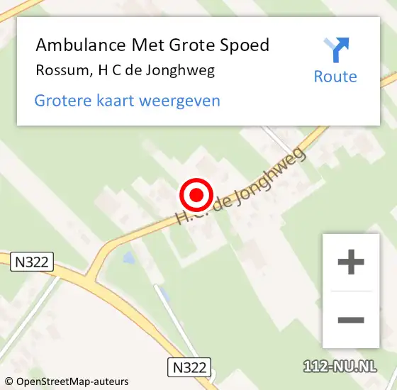 Locatie op kaart van de 112 melding: Ambulance Met Grote Spoed Naar Rossum, H C de Jonghweg op 12 augustus 2017 00:25