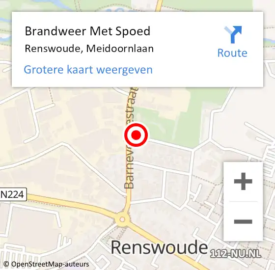 Locatie op kaart van de 112 melding: Brandweer Met Spoed Naar Renswoude, Meidoornlaan op 12 augustus 2017 01:08