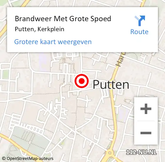 Locatie op kaart van de 112 melding: Brandweer Met Grote Spoed Naar Putten, Kerkplein op 12 augustus 2017 01:39