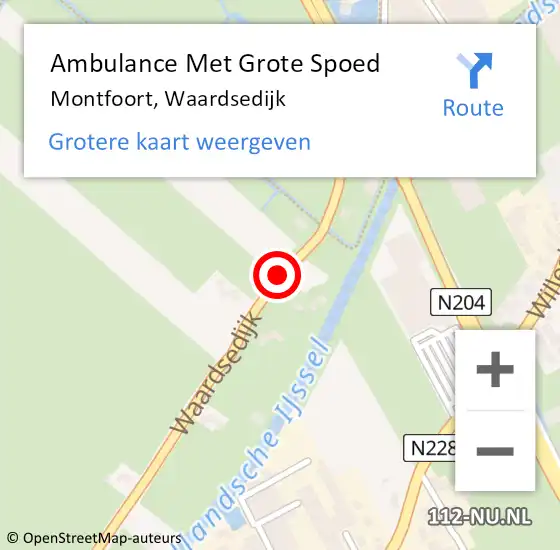 Locatie op kaart van de 112 melding: Ambulance Met Grote Spoed Naar Montfoort, Waardsedijk op 12 augustus 2017 01:47