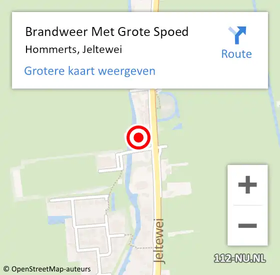 Locatie op kaart van de 112 melding: Brandweer Met Grote Spoed Naar Hommerts, Jeltewei op 12 augustus 2017 02:01