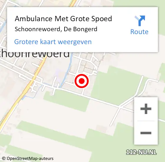 Locatie op kaart van de 112 melding: Ambulance Met Grote Spoed Naar Schoonrewoerd, De Bongerd op 12 augustus 2017 03:09