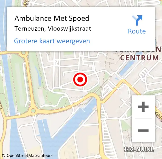 Locatie op kaart van de 112 melding: Ambulance Met Spoed Naar Terneuzen, Vlooswijkstraat op 12 augustus 2017 03:52