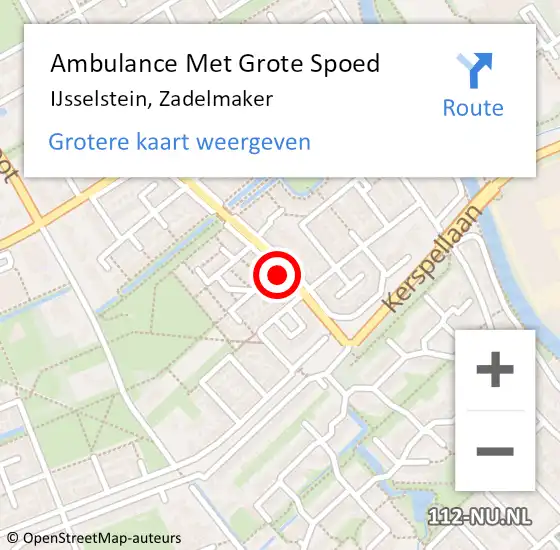 Locatie op kaart van de 112 melding: Ambulance Met Grote Spoed Naar IJsselstein, Zadelmaker op 12 augustus 2017 04:06