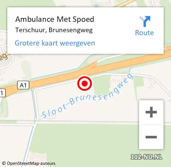 Locatie op kaart van de 112 melding: Ambulance Met Spoed Naar Terschuur, Brunesengweg op 12 augustus 2017 05:46