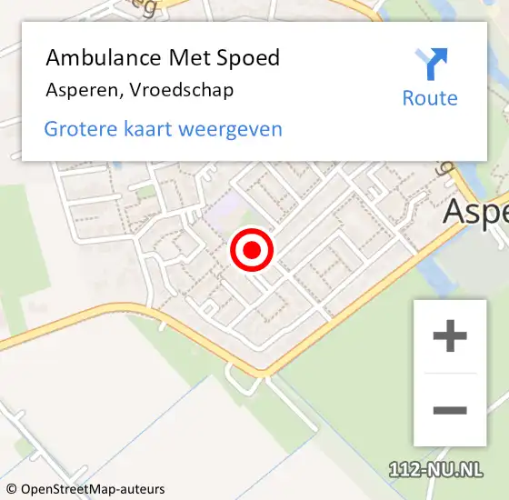 Locatie op kaart van de 112 melding: Ambulance Met Spoed Naar Asperen, Vroedschap op 12 augustus 2017 06:25