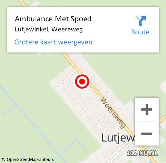 Locatie op kaart van de 112 melding: Ambulance Met Spoed Naar Lutjewinkel, Weereweg op 12 augustus 2017 08:17