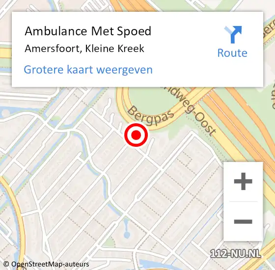 Locatie op kaart van de 112 melding: Ambulance Met Spoed Naar Amersfoort, Kleine Kreek op 12 augustus 2017 08:37