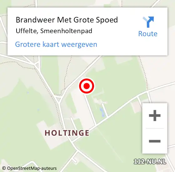 Locatie op kaart van de 112 melding: Brandweer Met Grote Spoed Naar Uffelte, Smeenholtenpad op 12 augustus 2017 11:59