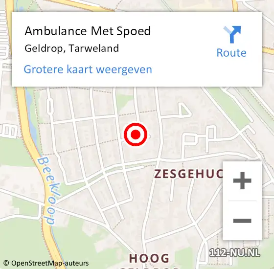 Locatie op kaart van de 112 melding: Ambulance Met Spoed Naar Geldrop, Tarweland op 12 augustus 2017 12:20