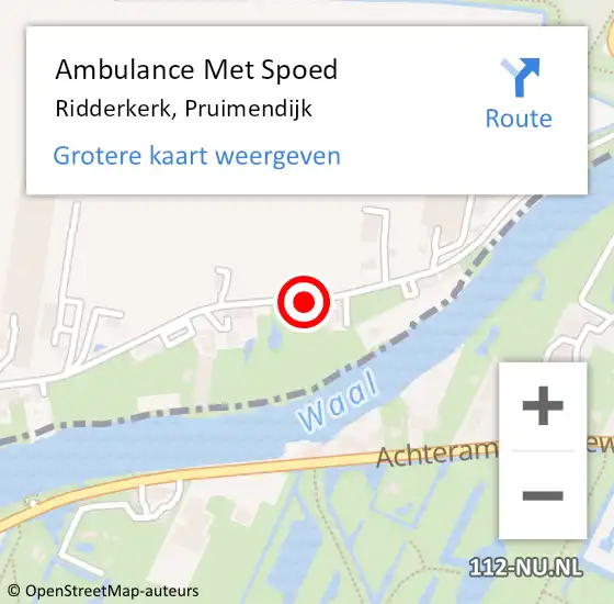 Locatie op kaart van de 112 melding: Ambulance Met Spoed Naar Ridderkerk, Pruimendijk op 12 augustus 2017 12:31