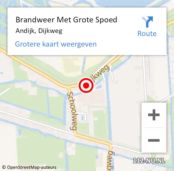 Locatie op kaart van de 112 melding: Brandweer Met Grote Spoed Naar Andijk, Dijkweg op 12 augustus 2017 12:39