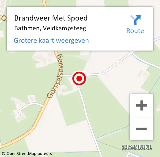 Locatie op kaart van de 112 melding: Brandweer Met Spoed Naar Bathmen, Veldkampsteeg op 12 augustus 2017 12:51