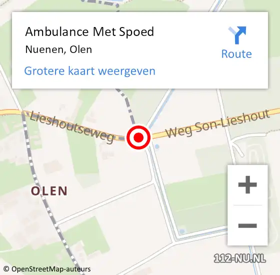 Locatie op kaart van de 112 melding: Ambulance Met Spoed Naar Nuenen, Olen op 12 augustus 2017 13:12