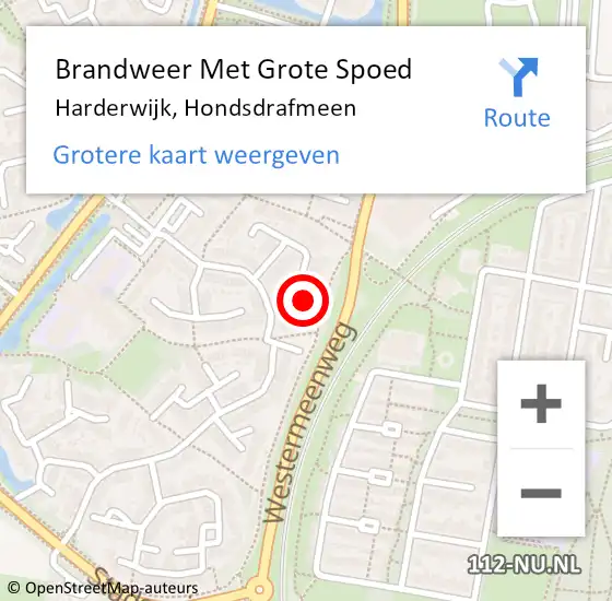 Locatie op kaart van de 112 melding: Brandweer Met Grote Spoed Naar Harderwijk, Hondsdrafmeen op 12 augustus 2017 13:14