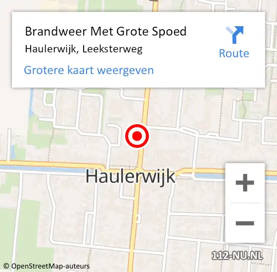 Locatie op kaart van de 112 melding: Brandweer Met Grote Spoed Naar Haulerwijk, Leeksterweg op 12 augustus 2017 13:40