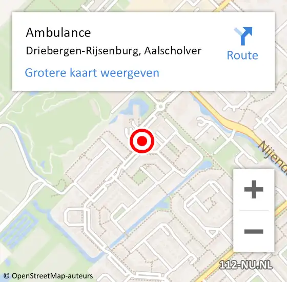 Locatie op kaart van de 112 melding: Ambulance Driebergen-Rijsenburg, Aalscholver op 12 augustus 2017 14:37