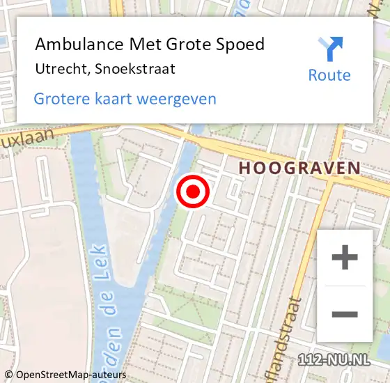 Locatie op kaart van de 112 melding: Ambulance Met Grote Spoed Naar Utrecht, Snoekstraat op 12 augustus 2017 14:41