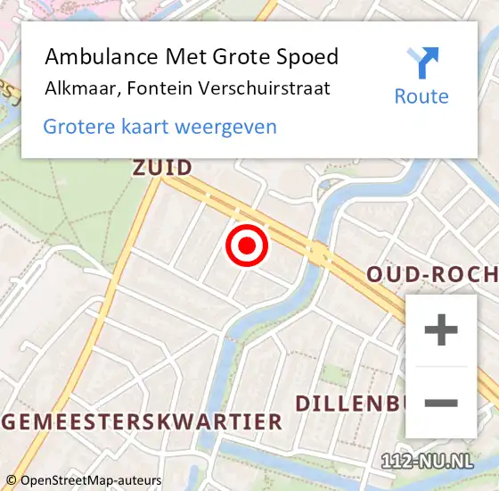 Locatie op kaart van de 112 melding: Ambulance Met Grote Spoed Naar Alkmaar, Fontein Verschuirstraat op 12 augustus 2017 14:41