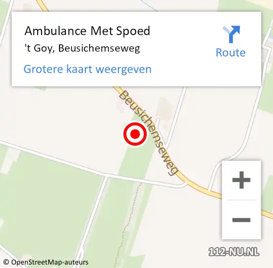 Locatie op kaart van de 112 melding: Ambulance Met Spoed Naar 't Goy, Beusichemseweg op 12 augustus 2017 14:54