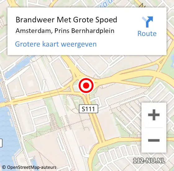 Locatie op kaart van de 112 melding: Brandweer Met Grote Spoed Naar Amsterdam, Prins Bernhardplein op 12 augustus 2017 15:01