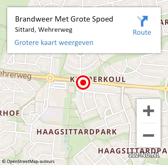 Locatie op kaart van de 112 melding: Brandweer Met Grote Spoed Naar Sittard, Wehrerweg op 12 augustus 2017 15:11