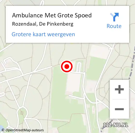 Locatie op kaart van de 112 melding: Ambulance Met Grote Spoed Naar Rozendaal, De Pinkenberg op 12 augustus 2017 15:45