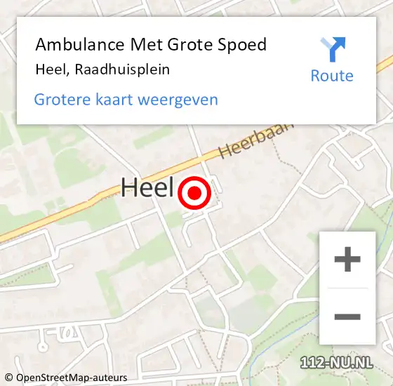 Locatie op kaart van de 112 melding: Ambulance Met Grote Spoed Naar Heel, Raadhuisplein op 12 augustus 2017 16:35