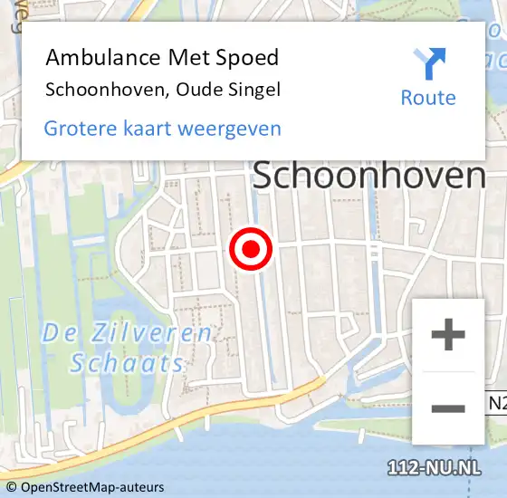 Locatie op kaart van de 112 melding: Ambulance Met Spoed Naar Schoonhoven, Oude Singel op 12 augustus 2017 16:50