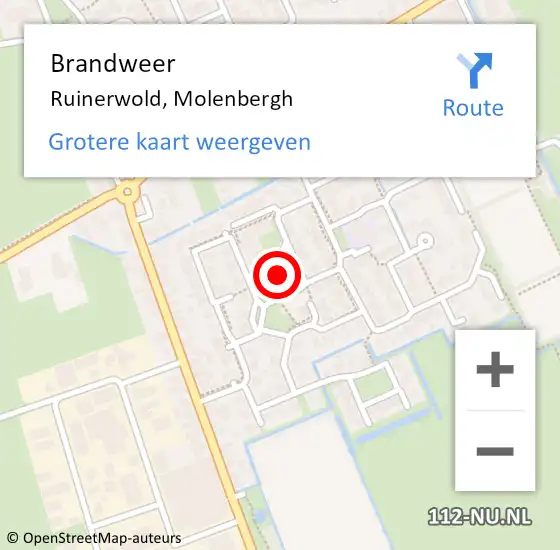 Locatie op kaart van de 112 melding: Brandweer Ruinerwold, Molenbergh op 12 augustus 2017 17:51